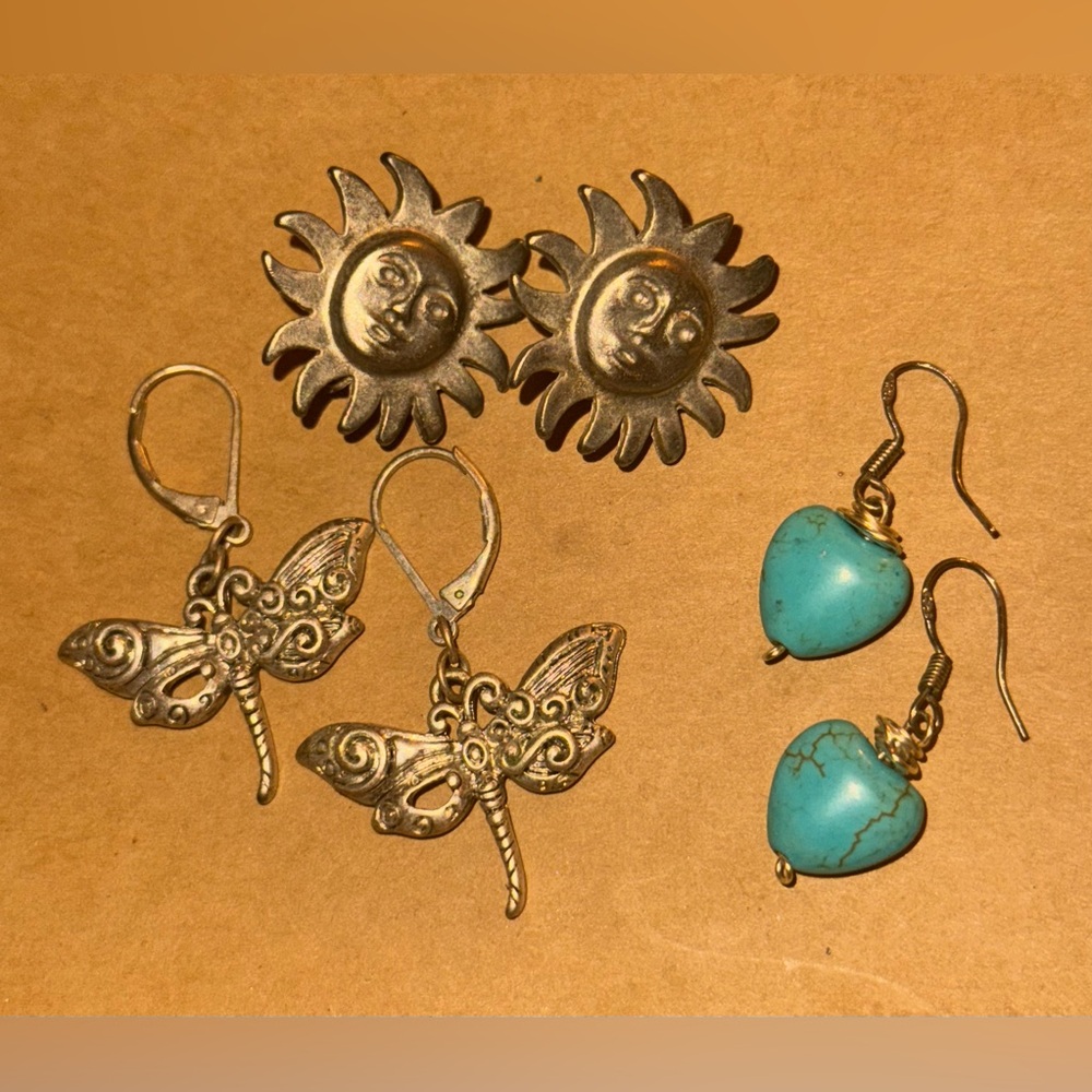 Silvertone Boho Earthy Style Earring Bundle - image 1